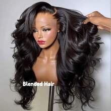 8-34 Inch 180% Density Natural Black 13x6 Lace Frontal Wig Body Wave Blended Human Hair Wigs Pre Plucked 13x6 HD Transparent Lace Front Hand Weaves Wig For Women - Natural & Black - View 2