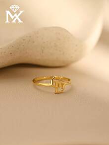 1 Customized Double Letter First Letter Ring, Couple First Letter Ring, Customized Letter Ring, Slim Customized Ring, Stacked Engraved Ring, Anniversary Gift - Multicolor - View 10