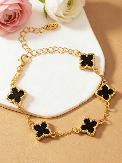 1pc Fashionable Lucky Four-Leaf Clover Bracelet, Valentine's Day/Mother's Day Gift