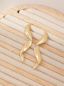 1 par de aretes geométricos para mujer - Amarillo Oro - Ver 3