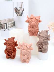 Zhonghui Mold 3D苏格兰高地牛硅胶模具创意心形蝴蝶结小牛香薰蜡烛模具扩香器石石膏树脂手工皂DIY材料 - 牛 - 查看 7