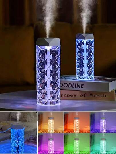 RGB 7-Color Humidifier Crystal Lamp, Romantic Rose Atmosphere Light, Desktop Crystal Humidifier, Small Household Aroma Diffuser For Bedroom And Living Room