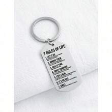 1pc Stainless Steel Inspirational Dog Tag Keychain, An Ideal Small Gift For Christian Believers Car Accessories Bag Charm Backpack For School - Steel Color - 查看 10
