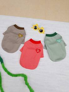 1pc Pet Lightweight Sweatshirt, New Spring/Summer Striped Sweatshirt, Heart Embroidered Logo Cat/Dog Clothes, Suitable For Poodle, Bichon Frise, Yorkshire Terrier, Chihuahua And Other Medium/Small Cats & Dogs - Multicolor - View 9