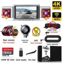 3 Channel 4K Dash Cam Front Rear Left Right, 170° Wide Angle Car Dash Camera With 5GHz WiFi & App Control, External GPS, G-Sensor, Super Night Vision, 24H Parking Monitor, Loop Recording, 64GB SD Card Included - Camera chuyên nghiệp 3 kênh 4K 64GB - Xem 9