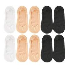 1/5/10双装硅胶防滑女袜冰丝夏季高品质搭配休闲透气隐形船袜 - 彩色 - 查看 9