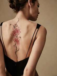 One Valentine's Day Temporary Temporary Tattoo Sticker, Y2K Style, Floral Design, Waterproof, Sweatproof, Washable, Non-Reflective, Suitable For Arms And Shoulders, Realistic Tattoo, Suitable For Individuals, Lasts 3-5 Days. - Multicolor - View 5
