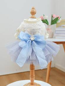 PETCIRCLE 1 pieza Vestido para mascotas, Ropa para perro/gato, Falda de princesa de hielo nueva y delgada para primavera/verano - Azul - Ver 5