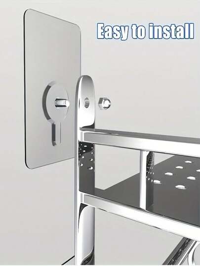 6个现代自粘式墙钩，可重复使用，PC+不锈钢螺丝，无需钻孔，适用于厨房置物架、客厅搁板、浴室毛巾架，可拆卸，无需用电