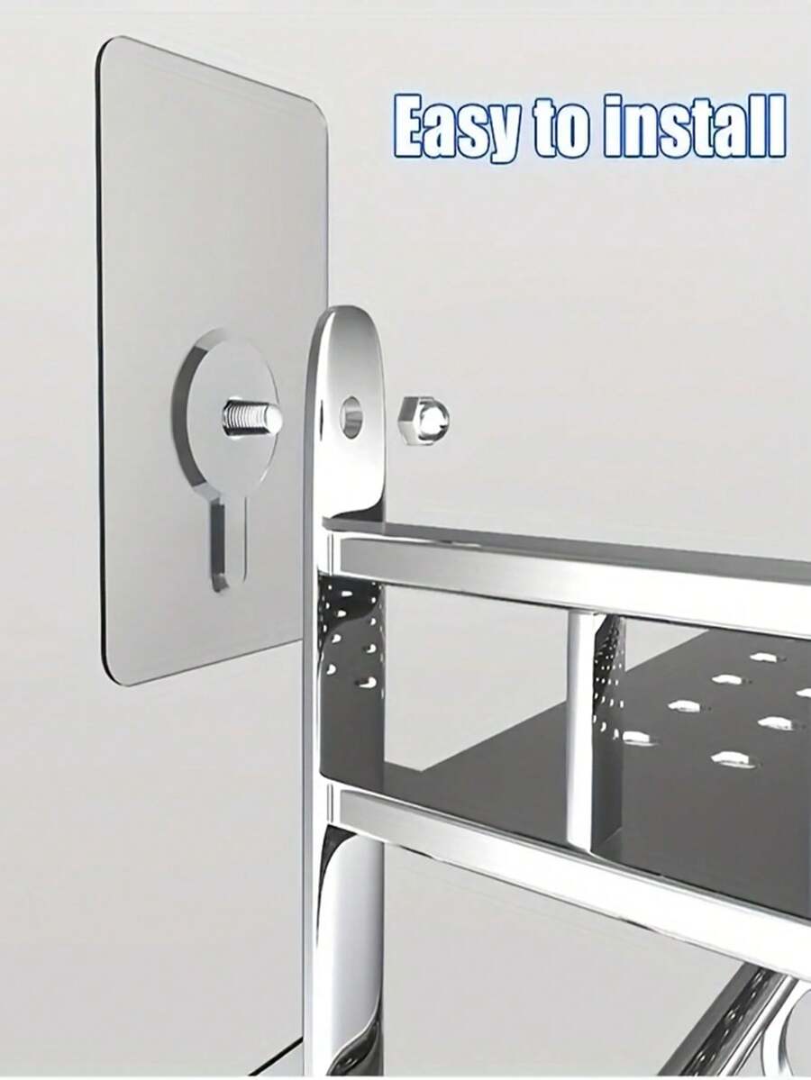 6个现代自粘式墙钩，可重复使用，PC+不锈钢螺丝，无需钻孔，适用于厨房置物架、客厅搁板、浴室毛巾架，可拆卸，无需用电