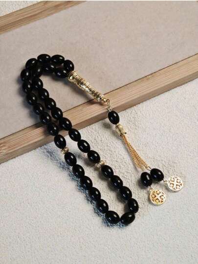 1pc 33 Beads 10mm Glass Tasbih/Misbaha Prayer Beads, Transparent & Durable, Unisex For Ramadan & Eid, Portable Prayer Beads, Great Gift