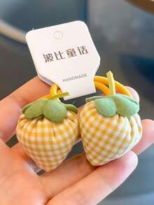 2个装 女孩甜美可爱格子草莓弹力发圈，马尾辫发圈 - 彩色 - 查看 7