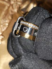 Set de 4 anillos de acero inoxidable chapado en oro de 18K, adecuados para uso diario de mujeres, anillo de acero inoxidable personalizado de estilo hip hop, combinación de anillos personalizados DIY - Estilo de color mixto dos - Ver 4