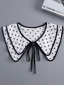 1 Pc Polka Dot Shawl Cape With Fake Collar, Summer Multifunctional Sun Protection With Skirt Bow Tie Strap - White - View 6
