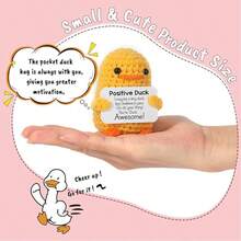 1pc Cute Duck Gift Crocheted Flowers Front Small Inspirational Female Birthday Gift Handmade Duck Decoration. - 彩色 - 查看 3