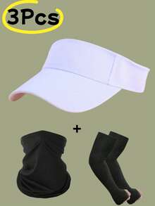 1/3pcs Summer New Sun Protection Set, Suitable For Men And Women, Couples Sunshade Gear, Ideal For Outdoor Activities, Hiking And Summer Use - Multicolor - View 2