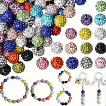 100颗/包 10毫米陶瓷水钻珠，DIY手链项链饰品配件 - 100顆滿鑽陶泥珠 - 查看 2