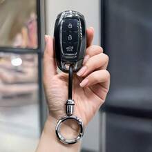 适用于 Santa Fe、I30、IX35、Encino、KONA、Solaris、Fiesta、Sonata、Azera、Grandeur、Elantra、Accent 等车型的 TPU 汽车钥匙遥控器保护套，防摔防尘，保护性强。 - D款 - 查看 3