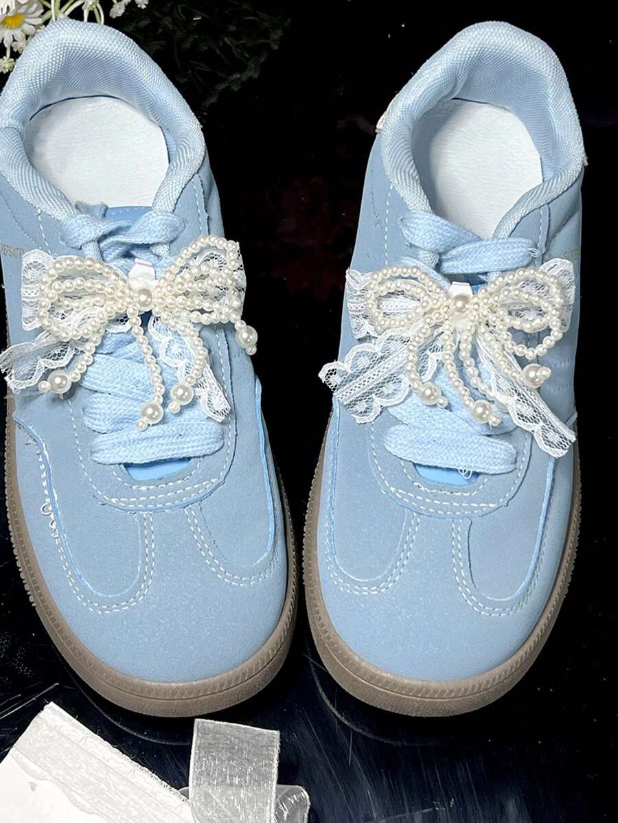 2pcs White Lace Faux Pearl Bow Shoe Clips, Elegant Shoe Decorations Suitable For Sneakers, Flats, Loafers, Wedding Party Gift For Women,Shoe Rack,Storage Saver,Outdoor,Garden,Travel Essential,Portable,Beach Essential,Graduation Season,Commencement,Graduation Ceremony,Graduation Gift,Graduation Present,Graduation Gift,Graduation Present,Congrats Grad,Congratulations Graduate,Valedictorian,Finish School,Graduation Party - Multicolor - View 1