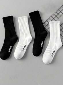 2 Pairs Massage Bottom Sports Knee High Socks - Black and White - View 5