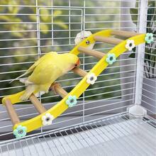 1pc Parrot Climbing Ladder, Wooden Bird Perch Stand, Parrot Cage Decor, Natural Wood Grain Texture, Multi-Tier Design Flexible For Cage Space, Satisfy Climbing Instinct, Enrich Captive Environment, Suitable For Parrots, Lovebirds, Etc. - View 2
