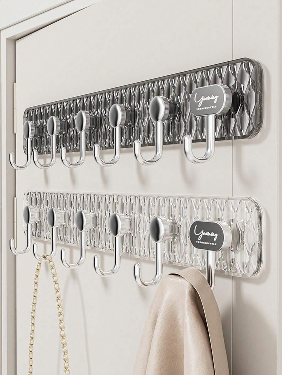 1 pieza Perchero de pared de 6 niveles multiusos sin taladro, adecuado para colgar ropa, sombreros, prendas, almacenamiento en el hogar y el baño - Multicolor - Ver 1