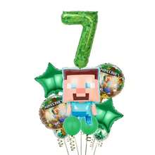 10pcs Themed Number Balloons Set, Pixel Style Steve Design, Birthday Party Decorations, Wall Backdrop - View 17