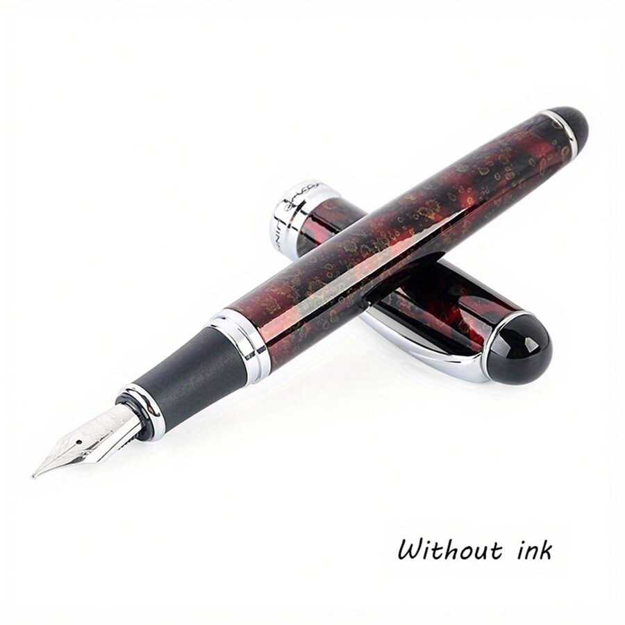 1pc X750 Iridium Fountain Pen, Metal Ballpoint Pen For Business Office Writing Practice - Ice Flower Red - View 1