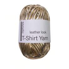 YYzzCaithe 1卷金属色钩针线，适合钩织包袋/手工艺品/家居装饰，每卷40米，单股金属色T恤线，光泽亮丽，钩针编织，单面彩色布料线，手工DIY钩针包袋、靠垫、玩偶、钩针作品 - 燙金布條線 - 查看 17