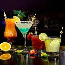 [200pcs/100pcs/50pcs/20pcs/10pcs] Disposable Wooden Bamboo Skewers, Suitable For Kitchen, Restaurant, Fruit Salad, Wedding, Party, Round Bead Design, Available In Gold/Pink/White - Gold - View 8