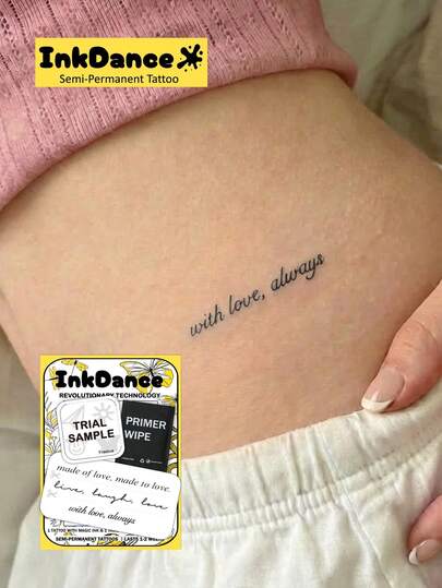 1 Kit "Love Notes" Tatuajes de tecnología, tatuajes semipermanentes, tatuajes temporales, de larga duración, tatuajes falsos, resistentes al agua, apariencia de tatuaje auténtico, a base de plantas X255