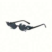 1pc Flame-Shaped Cool  Glasses For Street Photography And Fashion Wear - Black and Gray - View 1