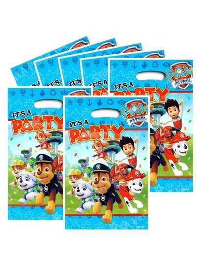 10pcs Dog Themed Plastic Candy Gift Bags, Suitable For Birthday Party Decoration And Giveaways