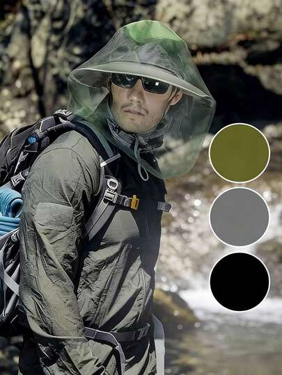 1pc Extra Large Head-Mounted Mosquito Net - Heavy Duty Bug Mesh, Fine Mesh Design For Maximum Airflow - Prevents Insects, Mosquitoes, Flies, Gnats From Entering Face, Suitable For Fishing, Hunting, Farming, Hiking!