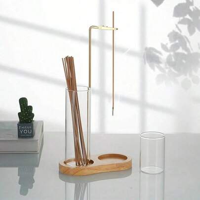Aromatherapy Stick Frame, Wire Incense Clip For Anti-Ash Flying Incense Burner With Removable Glass Ash Collector And Incense Candle Organizer, Suitable For Home, Office, Hotel Decoration And Bedroom Decoration.Elegant Aromatherapy For Meditation, Yoga, Tea Space And Home Decor,Living Room Accessories.