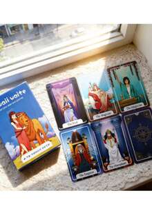 Kawaii Waite Tarot Cards, 78 Cards, Approx. 10X6.5cm, Tabletop Game Cards, Romantic Healing Vibes, Festive Atmosphere, Stress-Free Fun, Suitable For Weddings, Music Festivals, Halloween, Christmas, Valentine's Day, Ramadan, Easter, April Fools - 1pcs - View 1