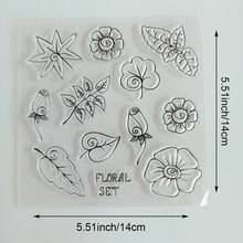 Tem thực vật trong suốt, tem cây mọng nước, tem hoa, tem hoa và chim, đồ trang trí sổ kế hoạch và thiệp chúc mừng tự làm. - niêm phong - Xem 19