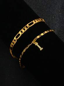 Vòng tay chữ cái mạ vàng 18K đính đá Cubic Zirconia | Món quà hoàn hảo cho bạn gái - Vòng tay chữ cái mang tên Tình yêu - Xem 13