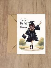 A Cute Graduation Card With An Envelope, Made Of High-Quality Cardstock, Featuring A Design Of A Graduation Cap And Diploma, With The Message "On To The Chapter" Suitable For Friends, Family - View 10