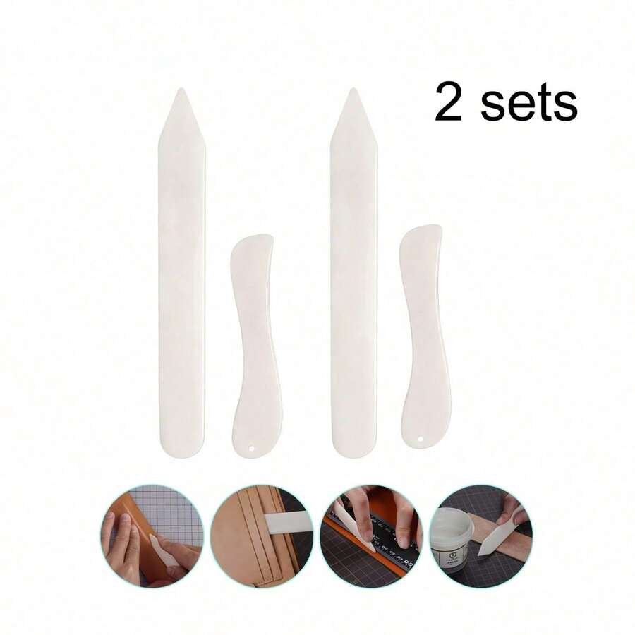 2 Sets Paper Creasing Tool, Plastic Bone Folder Crease Tool Set, Paper Art Handcraft, Card Making And Office Supplies, Handmade Leather Polishing Bookbinding