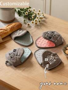 Customized Baking Gloves, Customized Microwave Silicone Gloves, Fish-Shaped Semi-Silicone Cloth Tongs, Customized Silicone Handle Covers - Non-Slip Handles, Suitable For Cooking Utensils | Washable - Multicolor - View 2