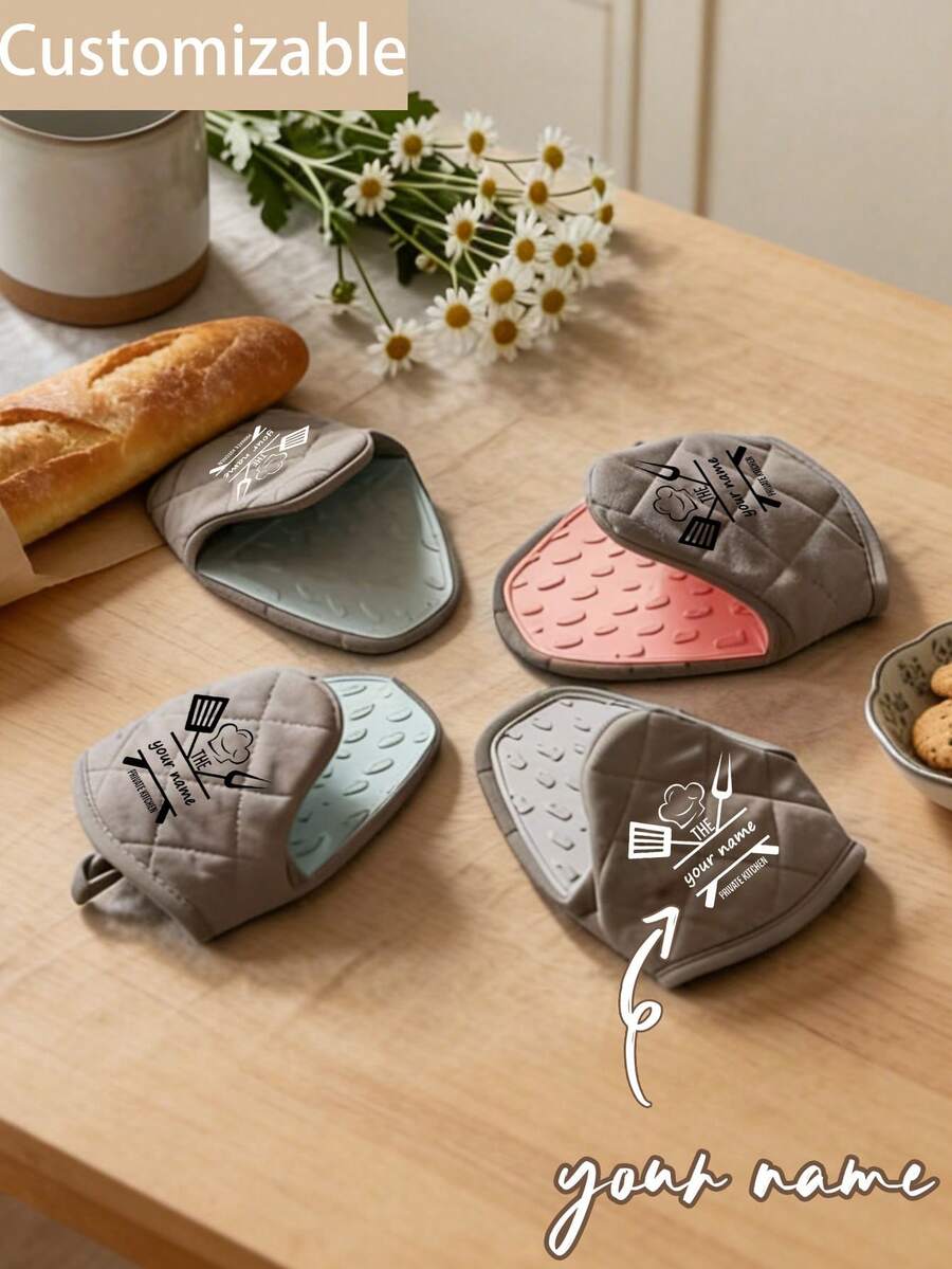 Customized Baking Gloves, Customized Microwave Silicone Gloves, Fish-Shaped Semi-Silicone Cloth Tongs, Customized Silicone Handle Covers - Non-Slip Handles, Suitable For Cooking Utensils | Washable - Multicolor - View 1