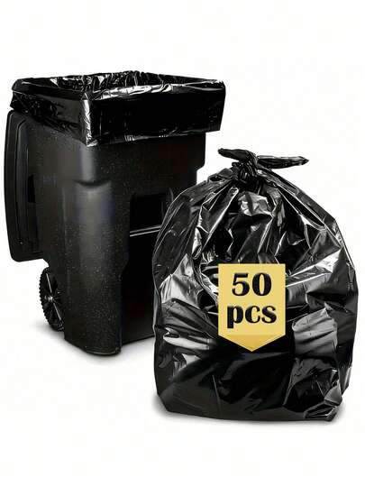10/50个装，重型垃圾袋，大号垃圾袋，加厚塑料垃圾袋，工业垃圾袋，花园落叶袋，重型垃圾桶，家用花园商用垃圾袋
