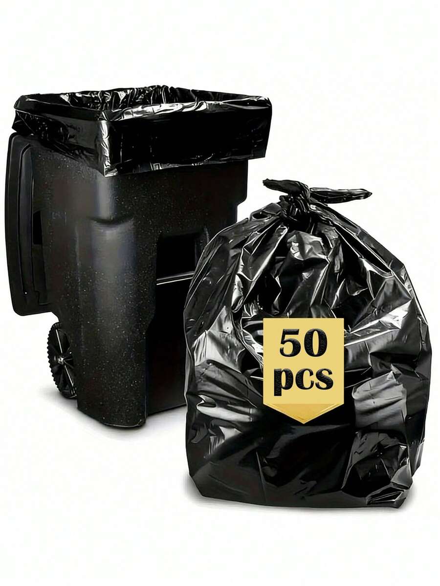 10/50个装，重型垃圾袋，大号垃圾袋，加厚塑料垃圾袋，工业垃圾袋，花园落叶袋，重型垃圾桶，家用花园商用垃圾袋 - A - 查看 1