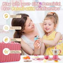 Bộ đồ chơi tiệc trà dã ngoại cho trẻ em 30 món – Giỏ đan màu hồng/mây tre màu xanh với bánh ngọt và bộ đồ ăn, trò chơi nhập vai tương tác cho gia đình/tiệc sinh nhật, đồ chơi giáo dục trí tuệ sớm, quà tặng lý tưởng cho sinh nhật/Ngày Quốc tế Thiếu nhi/tựu trường - Nhiều màu - Xem 8