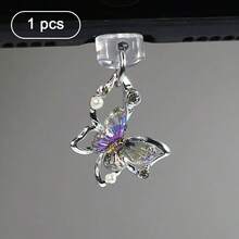 Accesorio de teléfono con colgante de lazo de mariposa, decorado con diamantes y perlas, regalo de primavera - Multicolor - Ver 22
