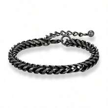 Retro Oxidized Black 6MM Cuban Chain Bracelet Punk Men Stainless Steel Biker Chain Bracelets Male Jewelry Gifts For Dad - Black - View 5