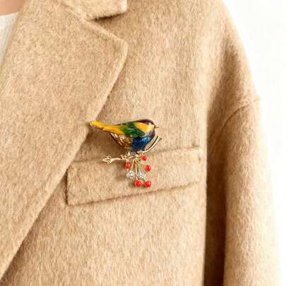 1pc Cute & Fashionable Bird Shaped Minimalist Brooch, Versatile Accessory For Clothes, Bags, Daily Wear
