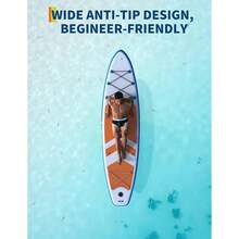 Inflable Stand Up Paddle Board 11ft * 34 "/10.6ft * 30" tablas de remo extra anchas para adultos, SUP con accesorios premium y mochila de nylon, remo ajustable, bomba de mano, 3xFin, correa - 11 pies - Ver 2