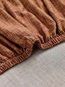 1pc Stretch Full Cover Sofa Slipcover, Geometric Pattern, Modern Style Polyester Fabric, Machine Washable, Protect Sofa From Dust And Dirt - Light Brown - View 6